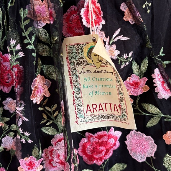 Aratta Dark Rose Embroidered Mesh Skirt - Picture 9 of 9